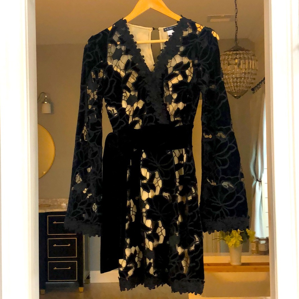 Black velvet and lace cocktail dress. Worn once.
